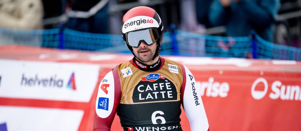 The Austrian speed driver Vincent Kriechmayr looks disappointed