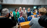 The BBB faction in the photo after the swearing-in of the new House of Representatives. From left: Caroline van der Plas, Mona Keijzer, Henk Vermeer and Femke Wiersma.