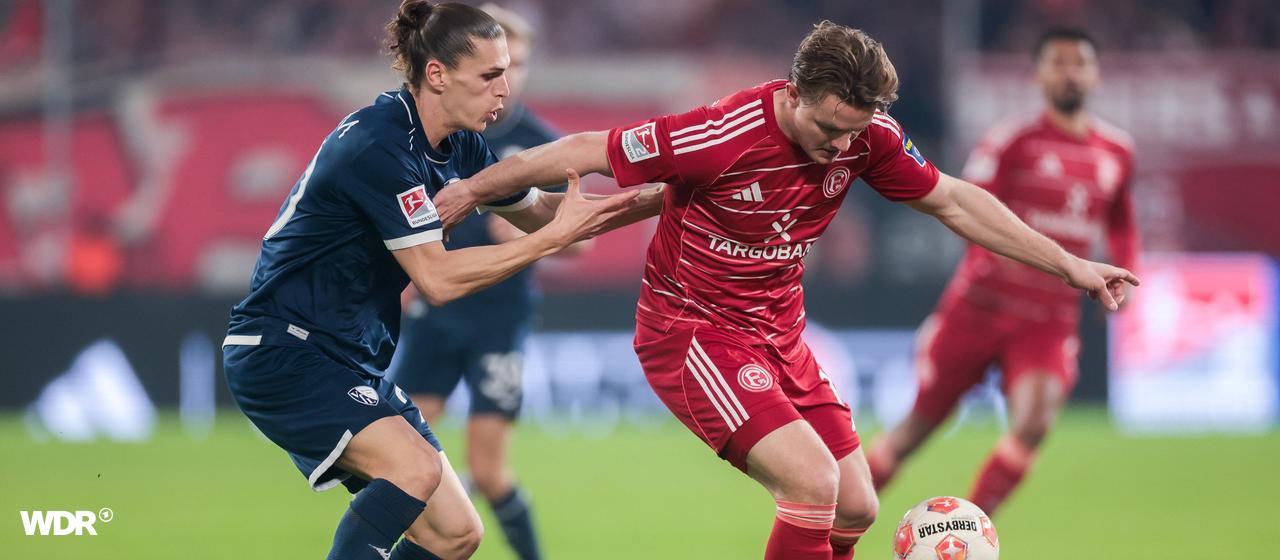 Christian Rasmussen (r.) claims the ball against Bochum's Noah Loosli.