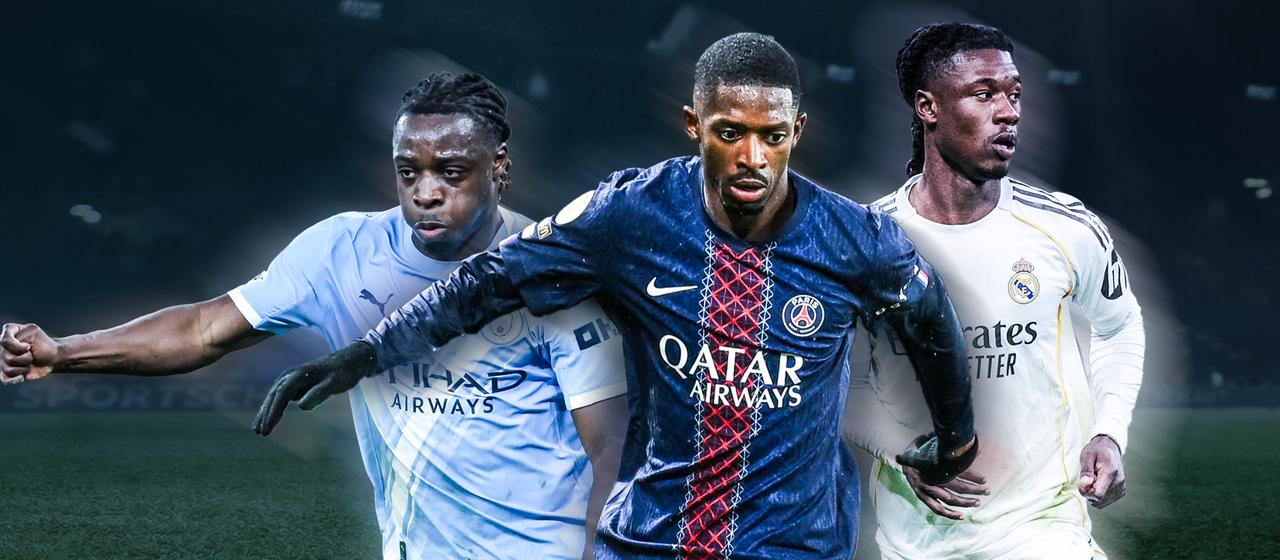 Jeremy Doku, Ousmane Dembelé and Eduardo Camavinga