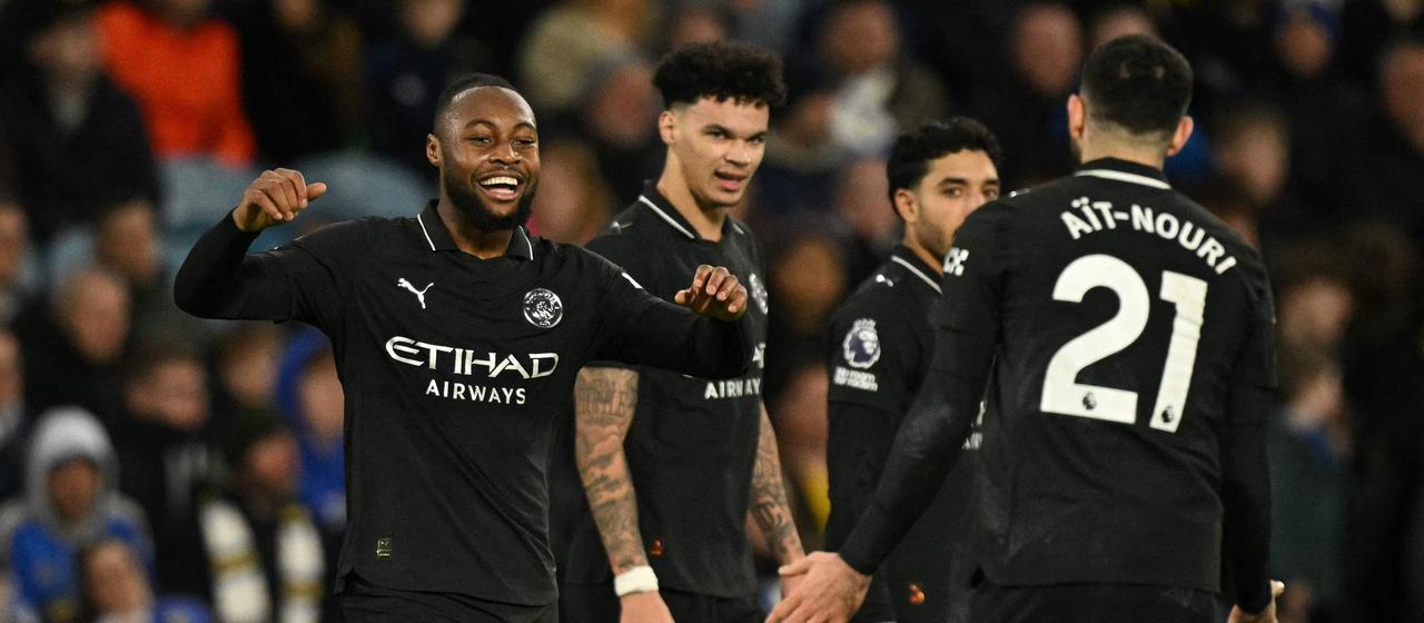 ManCity's Antoine Semenyo celebrates his goal