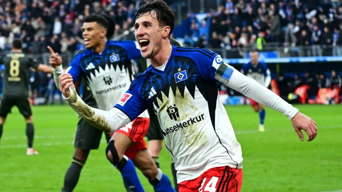 Nicolas Capaldo celebrates his goal against Union Berlin: According to a statistical calculation, HSV is facing a quiet spring.