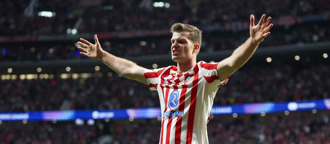 Alexander Sorloth celebrates his own goal