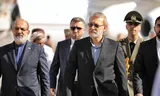 Former chairman of parliament and former commander of the Revolutionary Guard Ali Larijani (grey beard, dark glasses) emerged as a close advisor to Khamenei and is often mentioned as a possible successor.