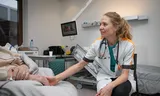Marleen Harkes examines a patient at the Maasstad Hospital in Rotterdam.