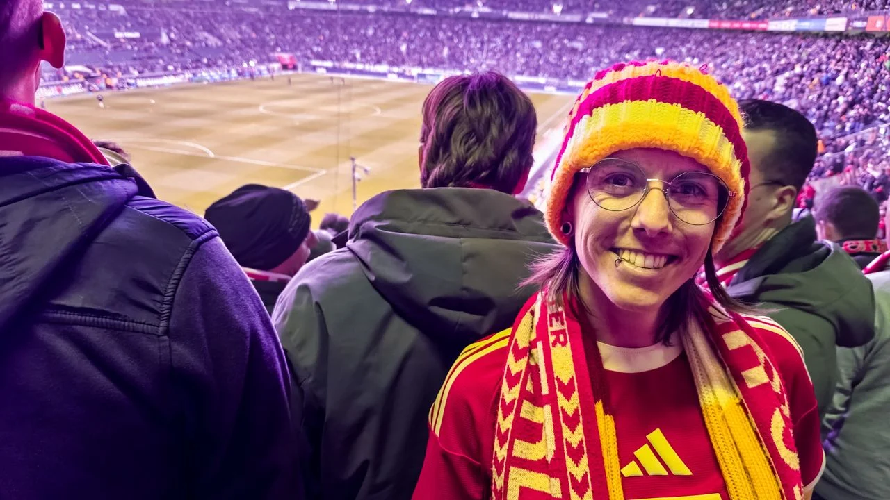 Marieke at an away match of Union Berlin at Borussia Mönchengladbach