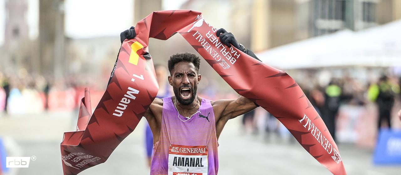 Amanal Petros sets a new German record in the half marathon (Source: imago images/Jan Huebner)