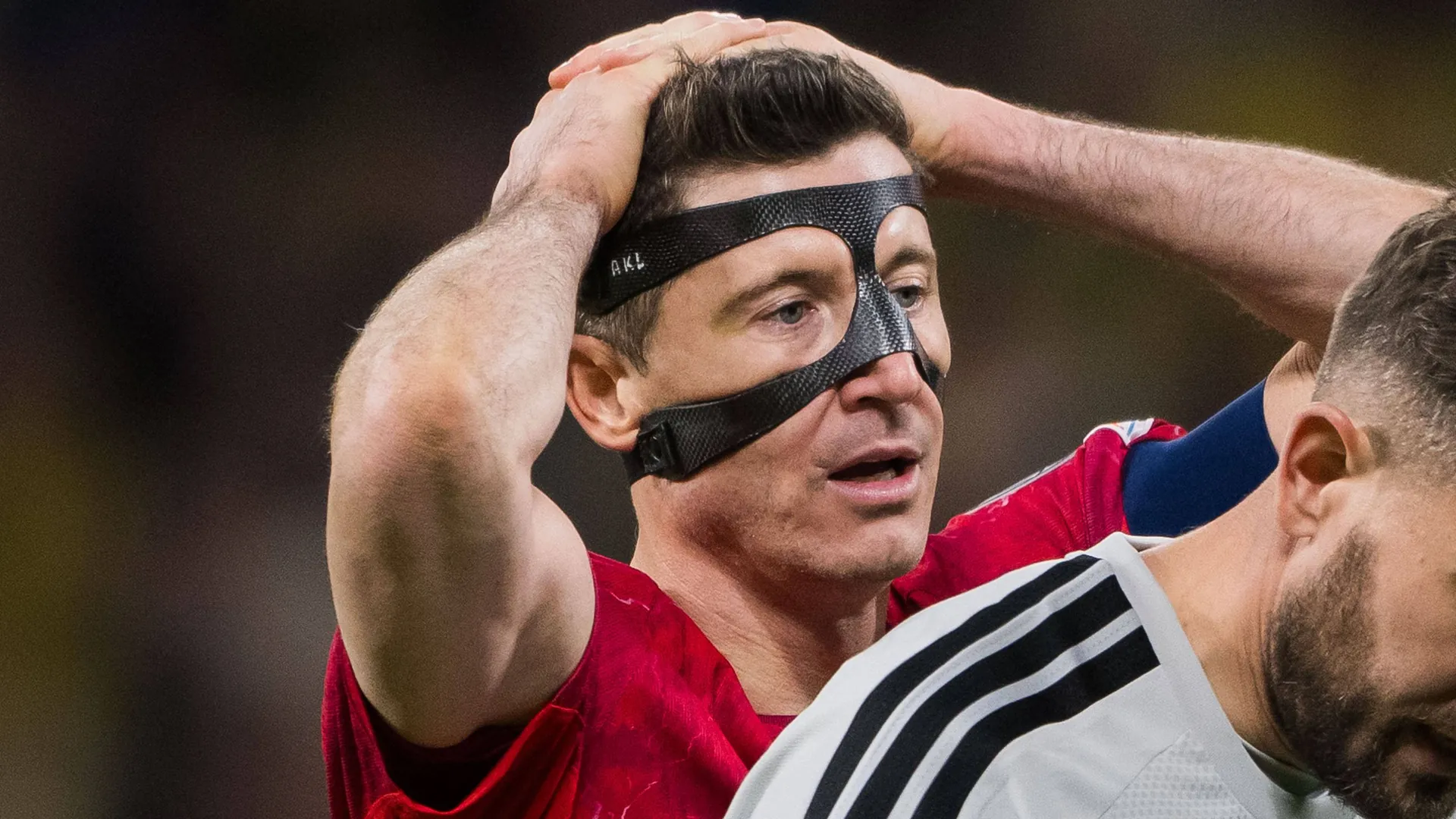 Can't believe it: Robert Lewandowski in the game against Sweden.