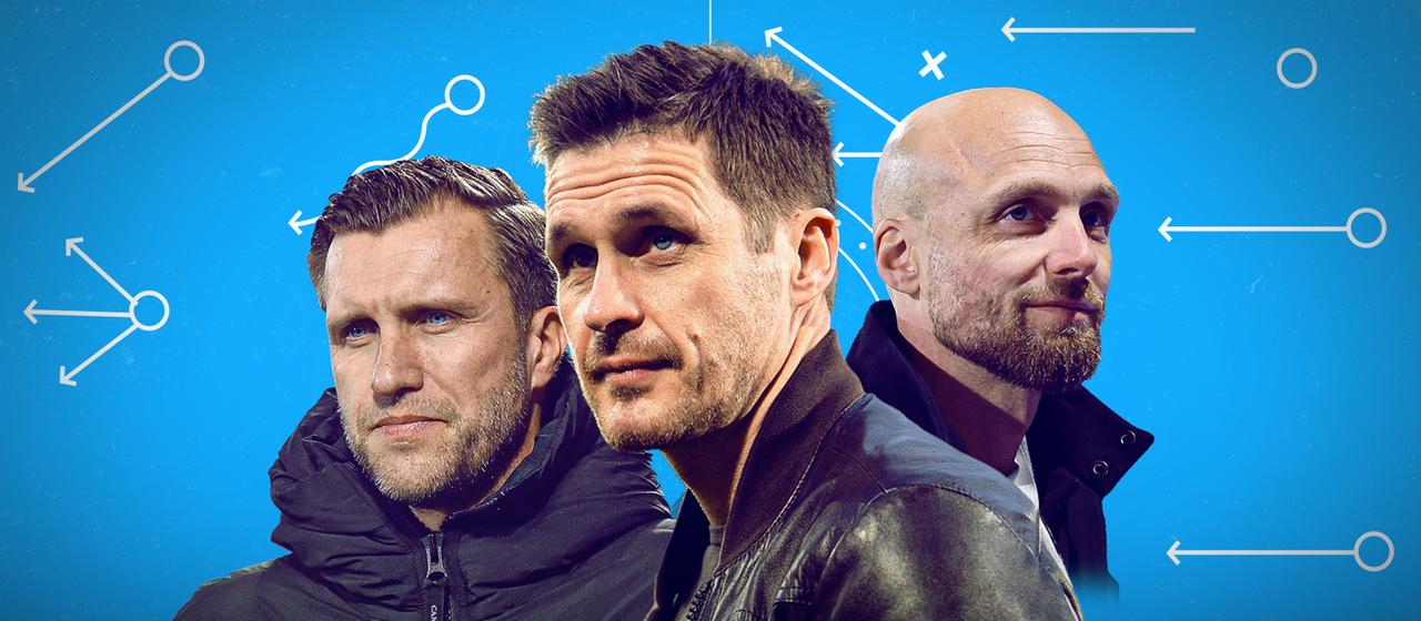Markus Krösche (l), Sebastian Kehl (middle) and Ole Book (r)