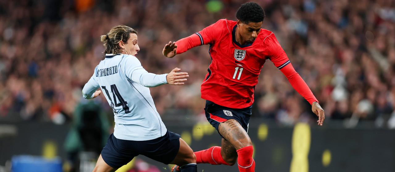 England's Marcus Rashford in action