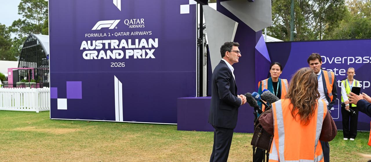 Travis Auld speaks in an interview before the Grand Prix in Australia