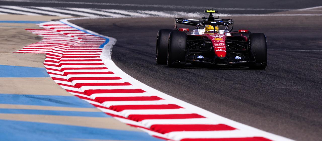 Lewis Hamilton during testing at the Bahrain International Circuit