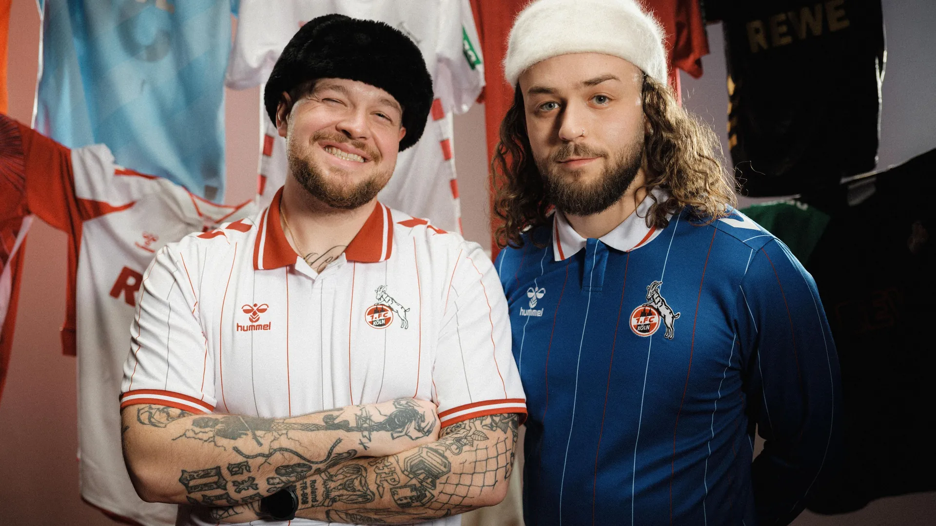 The Cologne artists Lugatti & 9ine wear the new FC special jersey. The Cologne artists Lugatti & 9ine wear the new FC special jersey.