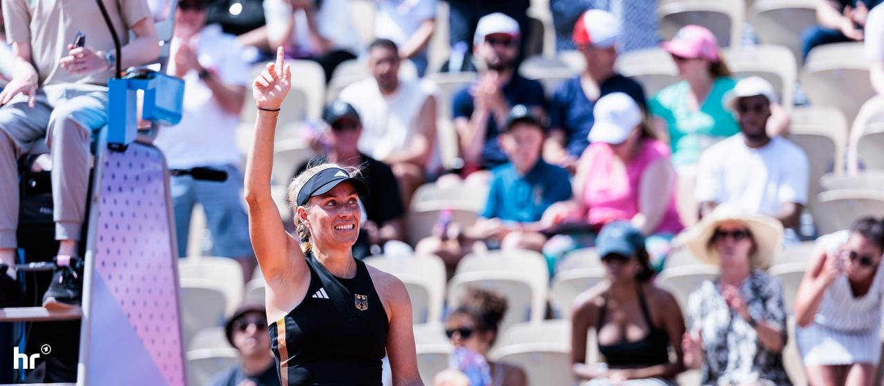 Angelique Kerber cheers at the Olympic Games in Paris