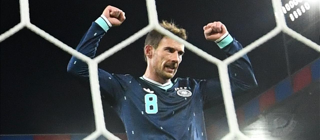   Leon Goretzka celebrates the goal to make it 1-1 in the game against Switzerland