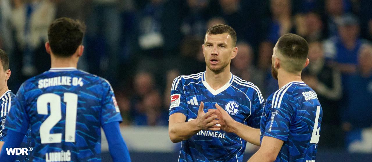 Edin Dzeko cheers with his teammates