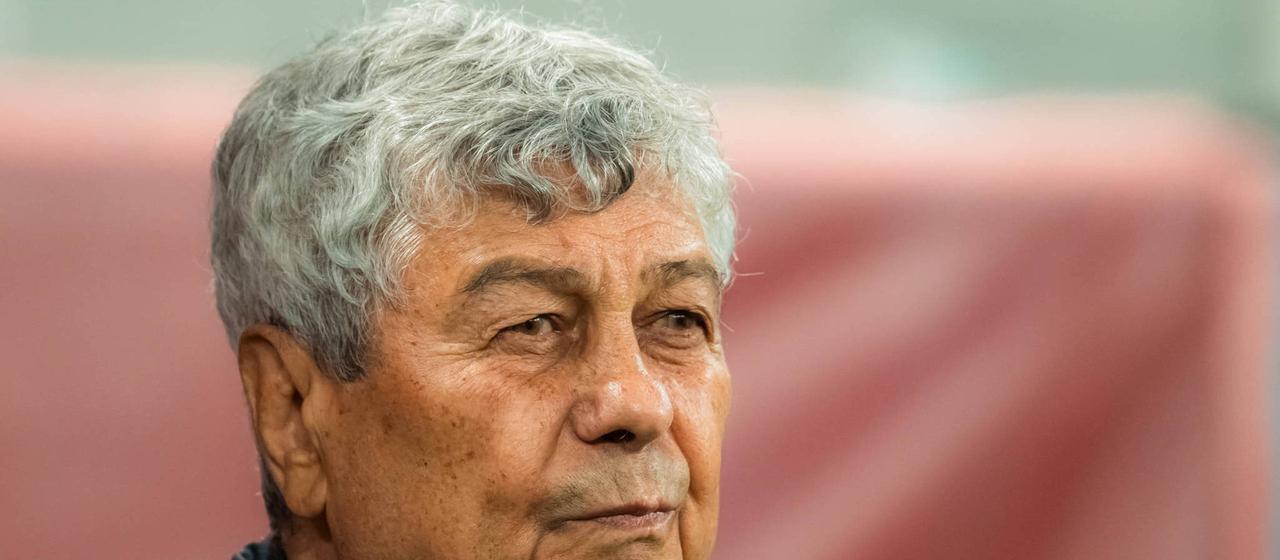 Mircea Lucescu at the game between Romania and Austria