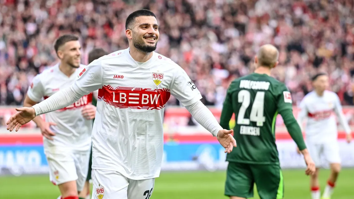 Deniz Undav celebrates: The national striker gave Stuttgart the lead. Deniz Undav celebrates: The national striker gave Stuttgart the lead.