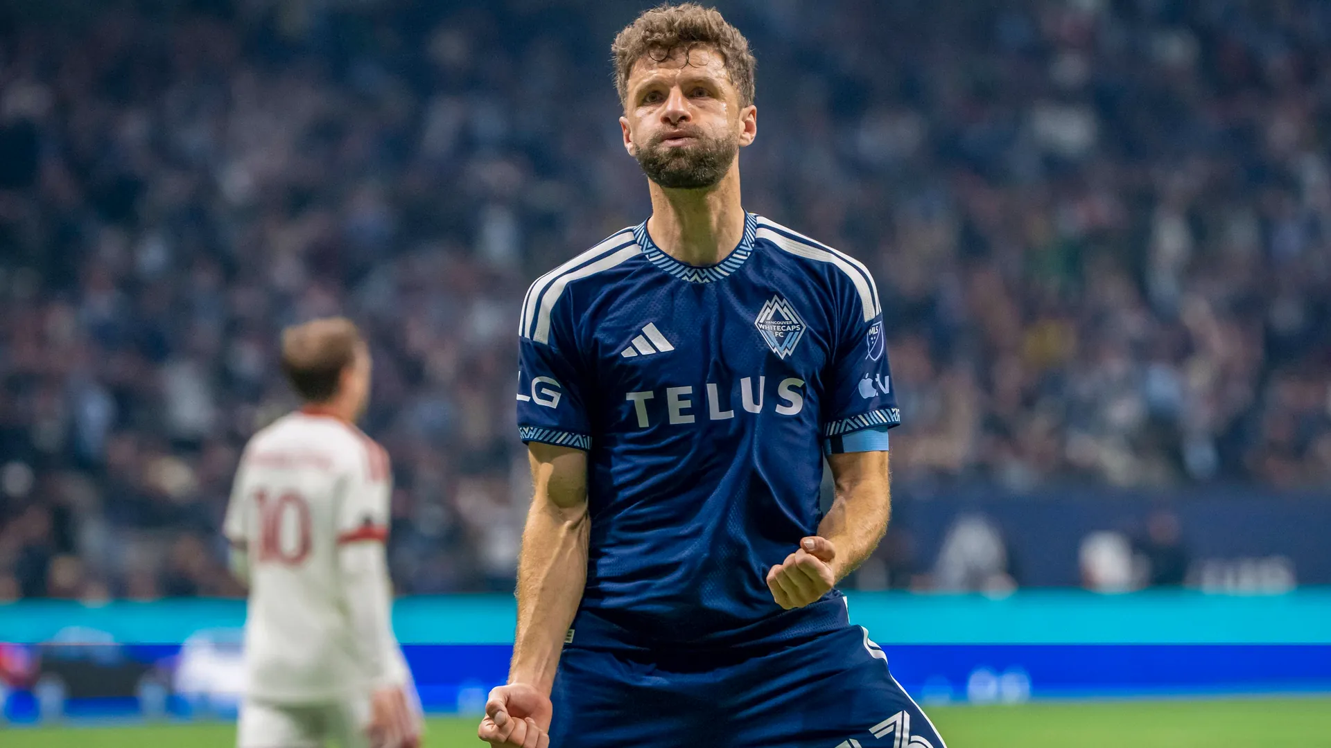 Double pack: Thomas Müller celebrates for Vancouver against Toronto. Double pack: Thomas Müller celebrates for Vancouver against Toronto.