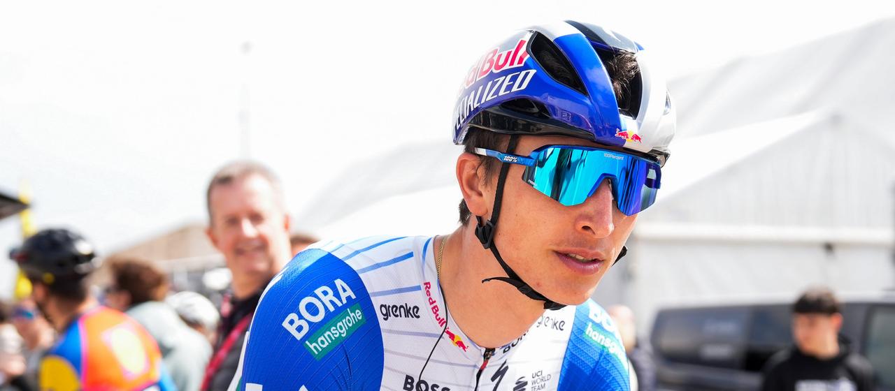   Florian Lipowitz before the start of the stage of the Tour of Catalonia