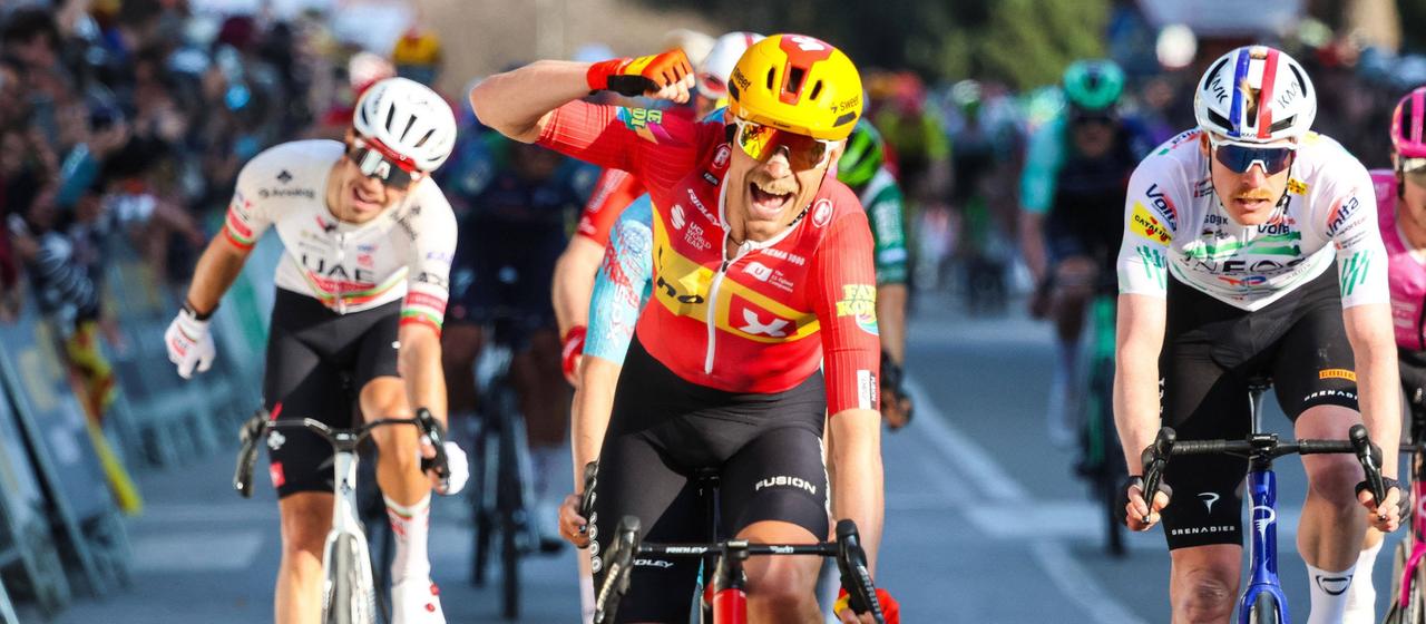 The Dane Magnus Cort Nielsen (red jersey) wins the 2nd stage of the Tour of Catalonia