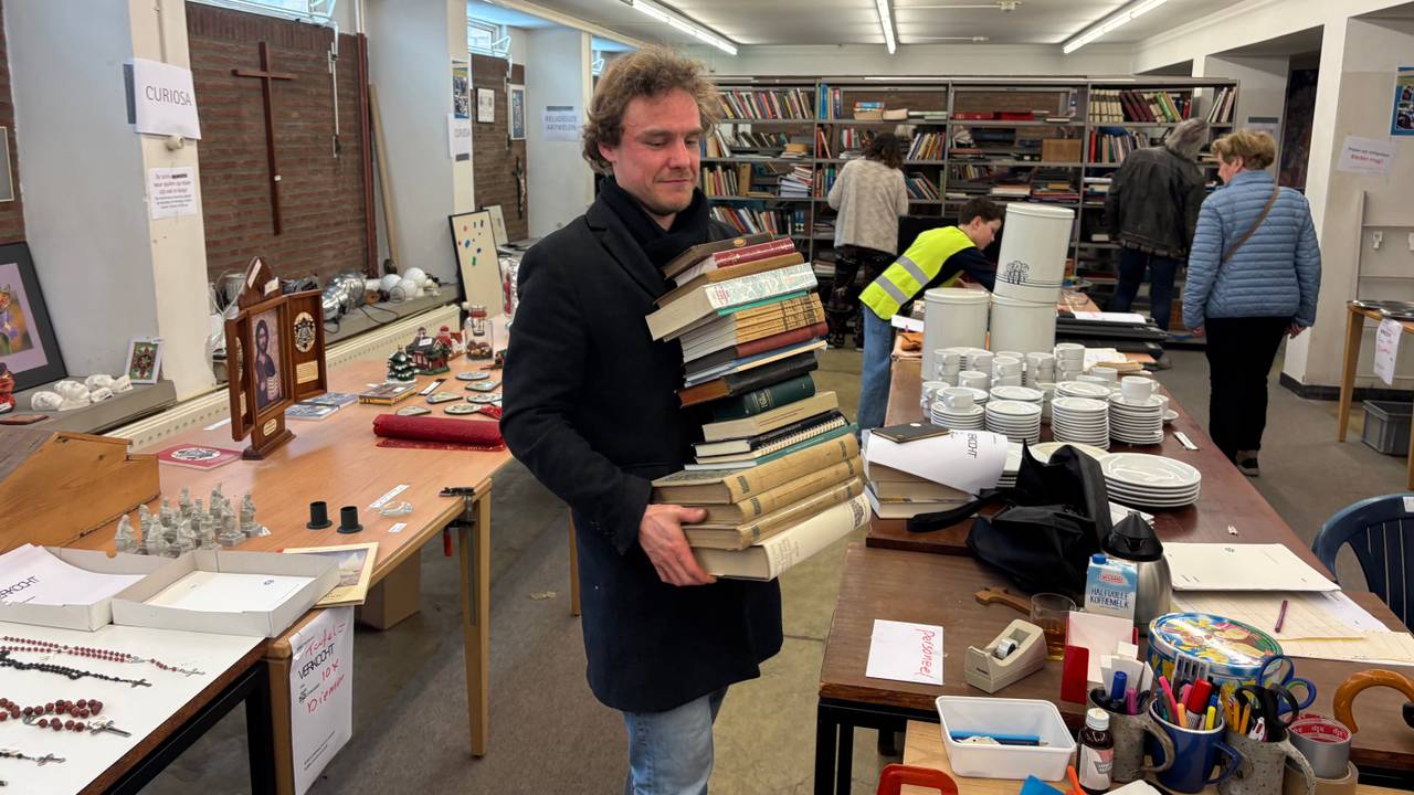 A huge pile of books for this buyer.