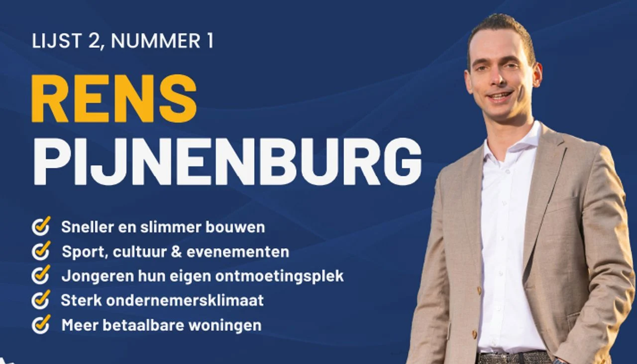 Rens Pijnenburg's election poster in Valkenswaard.
