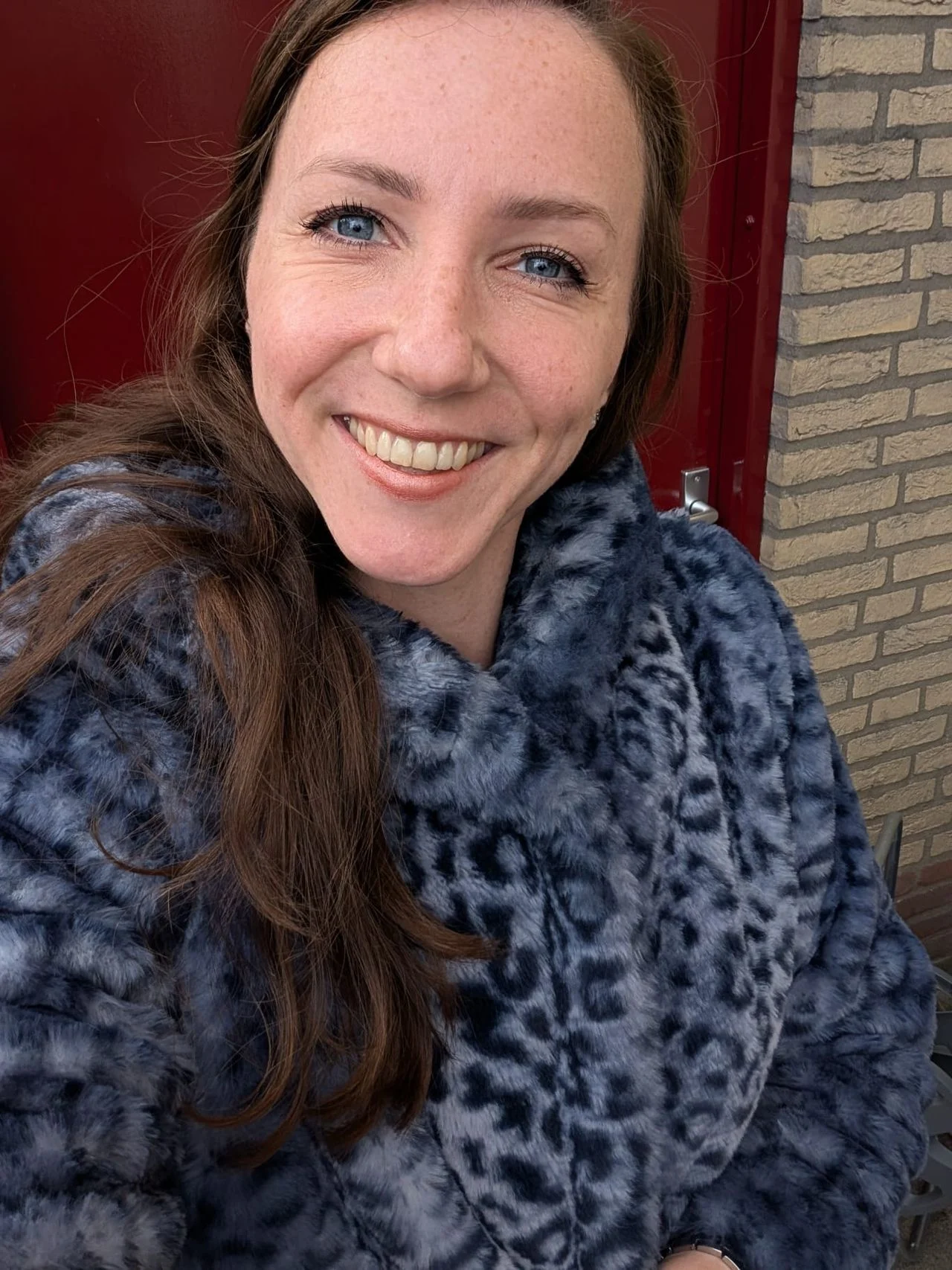 Vera with her leopard jacket (private photo).