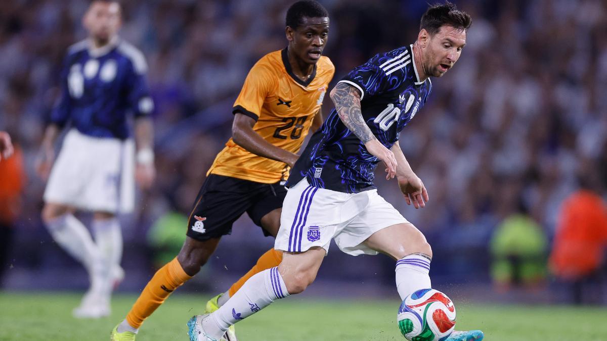 Messi, during the match against Zambia
