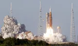 The launch of the Artemis II moon mission rocket.