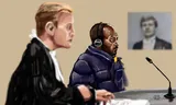Court drawing of Amanuel W. (r.) during the substantive hearing of the criminal case against him.