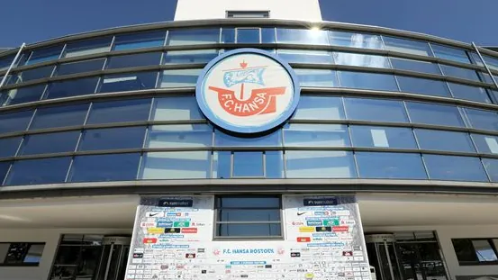 Logo of FC Hansa Rostock at the Ostseestadion. Logo of FC Hansa Rostock at the Ostseestadion.