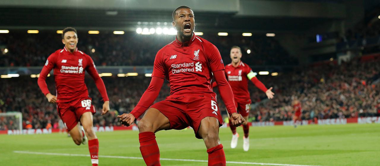 Liverpool FC celebrates their victory against FC Barcelona