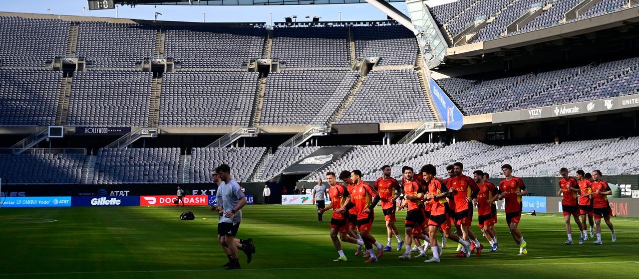 Belgium's national team before an international match in Chicago
