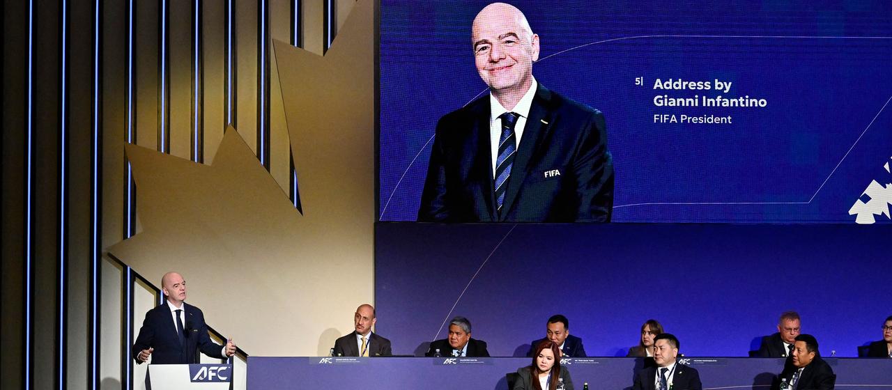FIFA President Gianni Infantino during his speech at the AFC Annual Congress