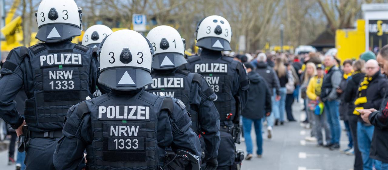 Police forces at a Borussia Dortmund home game