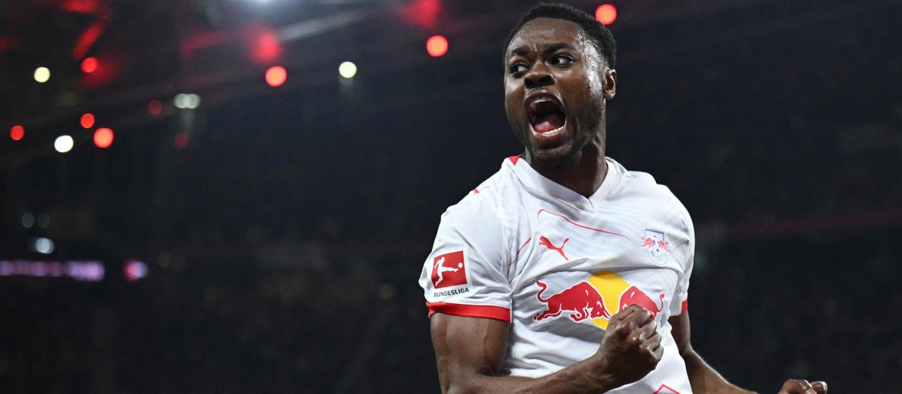 Celebrations from Leipzig's goalscorer Ridle Baku