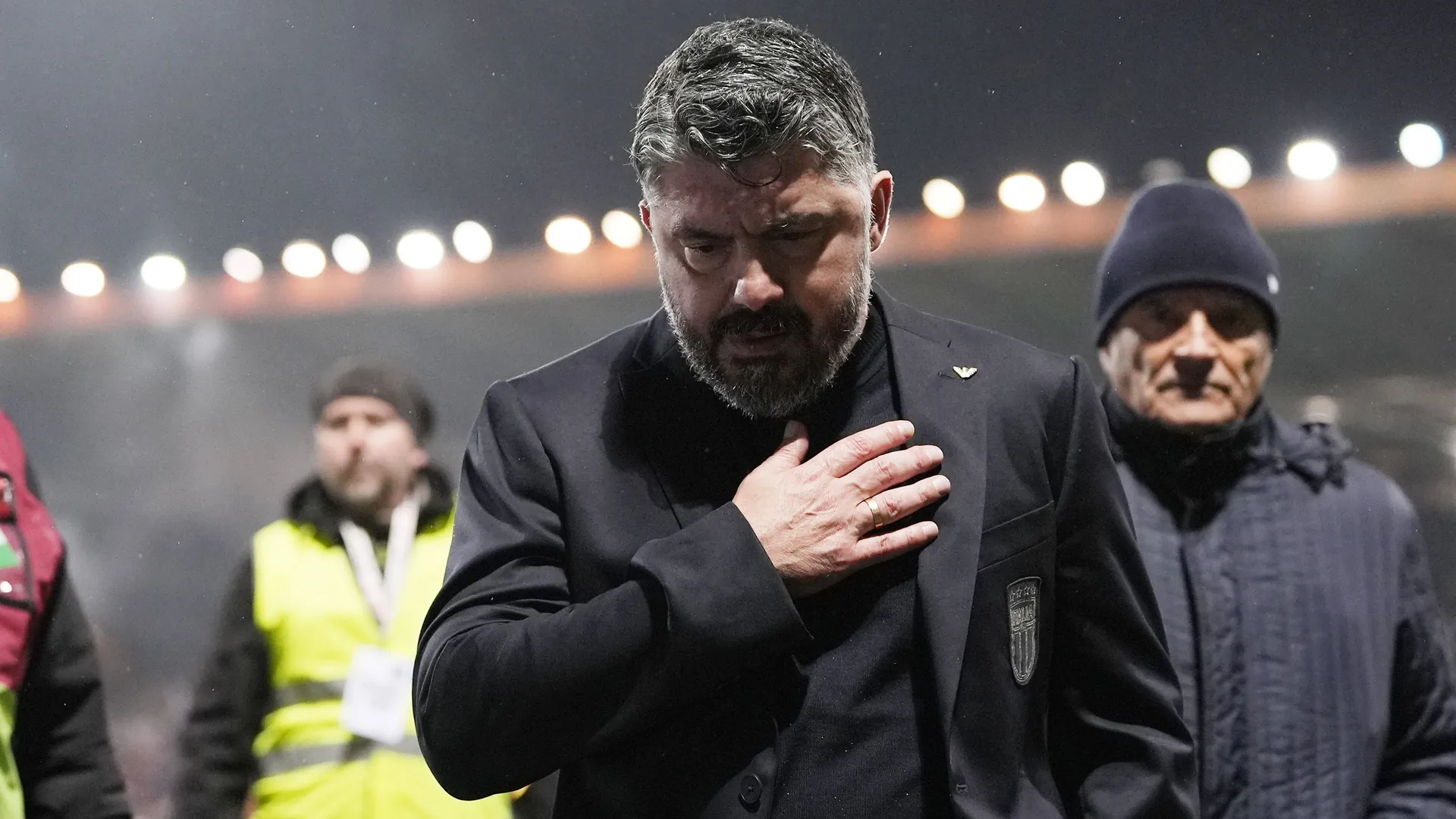 Devastated: Gennaro Gattuso after Italy's defeat in Bosnia-Herzegovina. Devastated: Gennaro Gattuso after Italy's defeat in Bosnia-Herzegovina.