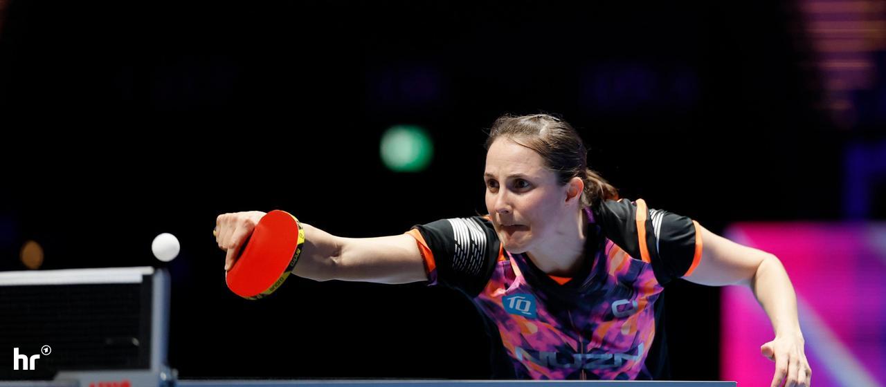 Sabine Winter in her element, playing with the backhand.
