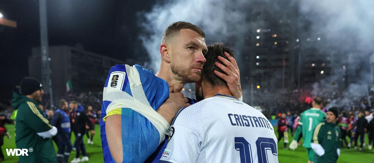 Edin Dzeko (from left) is injured in the World Cup qualifier against Italy