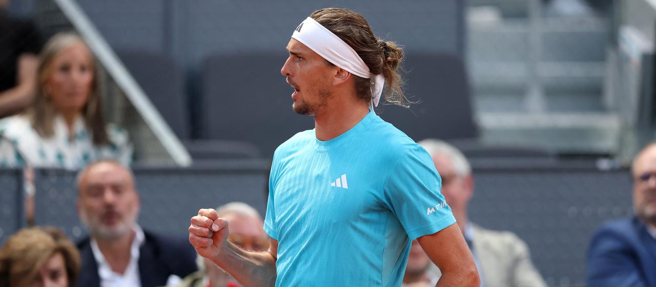 Germany's Alexander Zverev celebrates his point win
