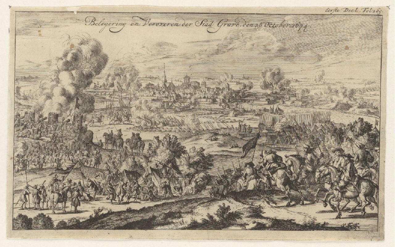 Print of the conquest of Grave by Prince Willem Hendrik of Orange (source: Brabant Historical Information Center)