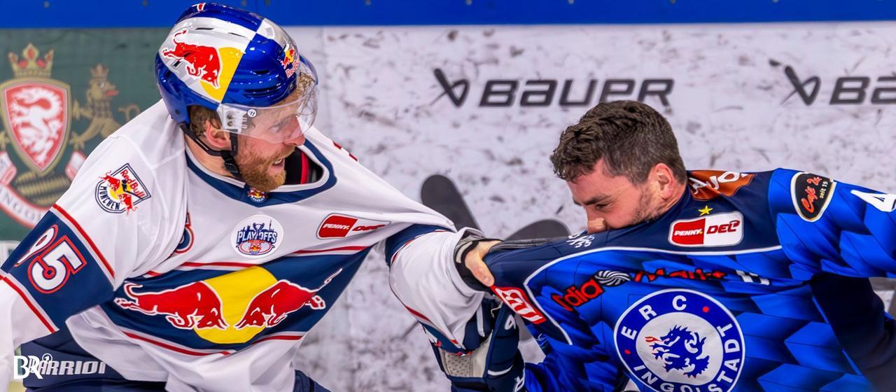 More fight than ice hockey: Game four of the series between EHC Red Bull Munich and ERC Ingolstadt.