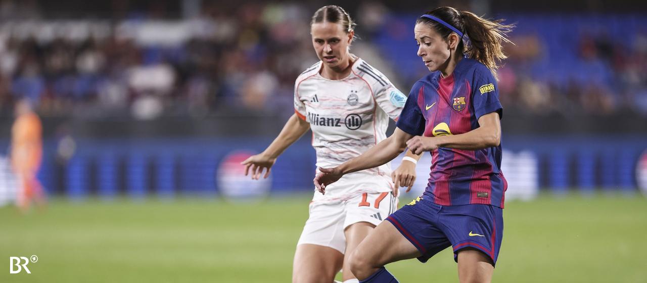 Klara Bühl (Bayern) in a duel with Aitana Bonmati (Barcelona)