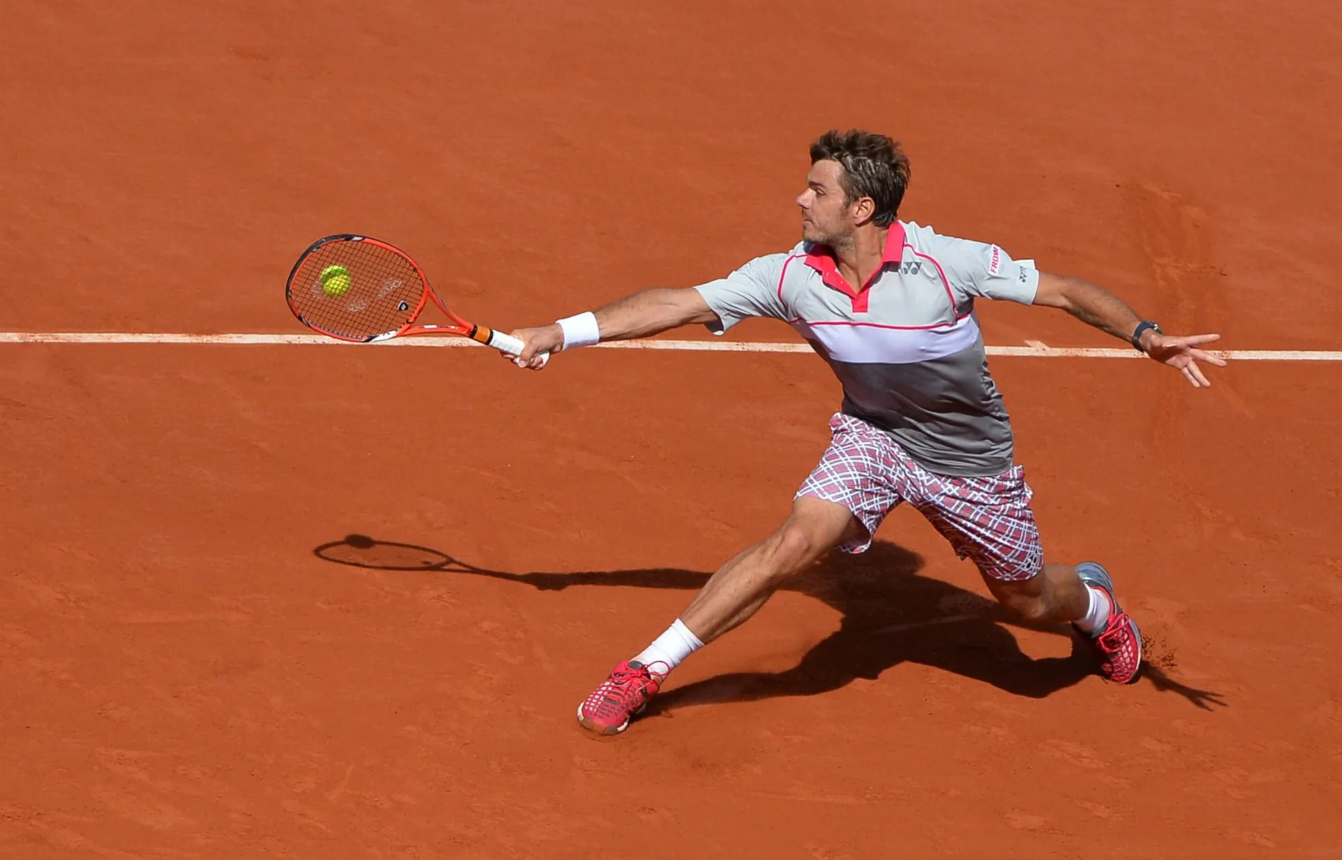 Stanislas Wawrinka in action: He won the French Open in 2015 in the colorful lucky pants. Stanislas Wawrinka in action: He won the French Open in 2015 in the colorful lucky pants.