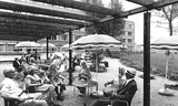 The Queen Emma House in Leerdam, built in 1972. With residents on the terrace. Photo ANP