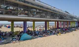 Bathers look to cool off in Scheveningen.