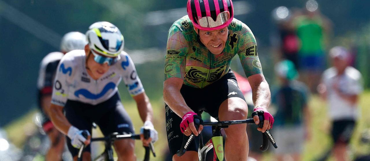   Michael Valgren attacks on the 17th stage of the Giro d'Italia