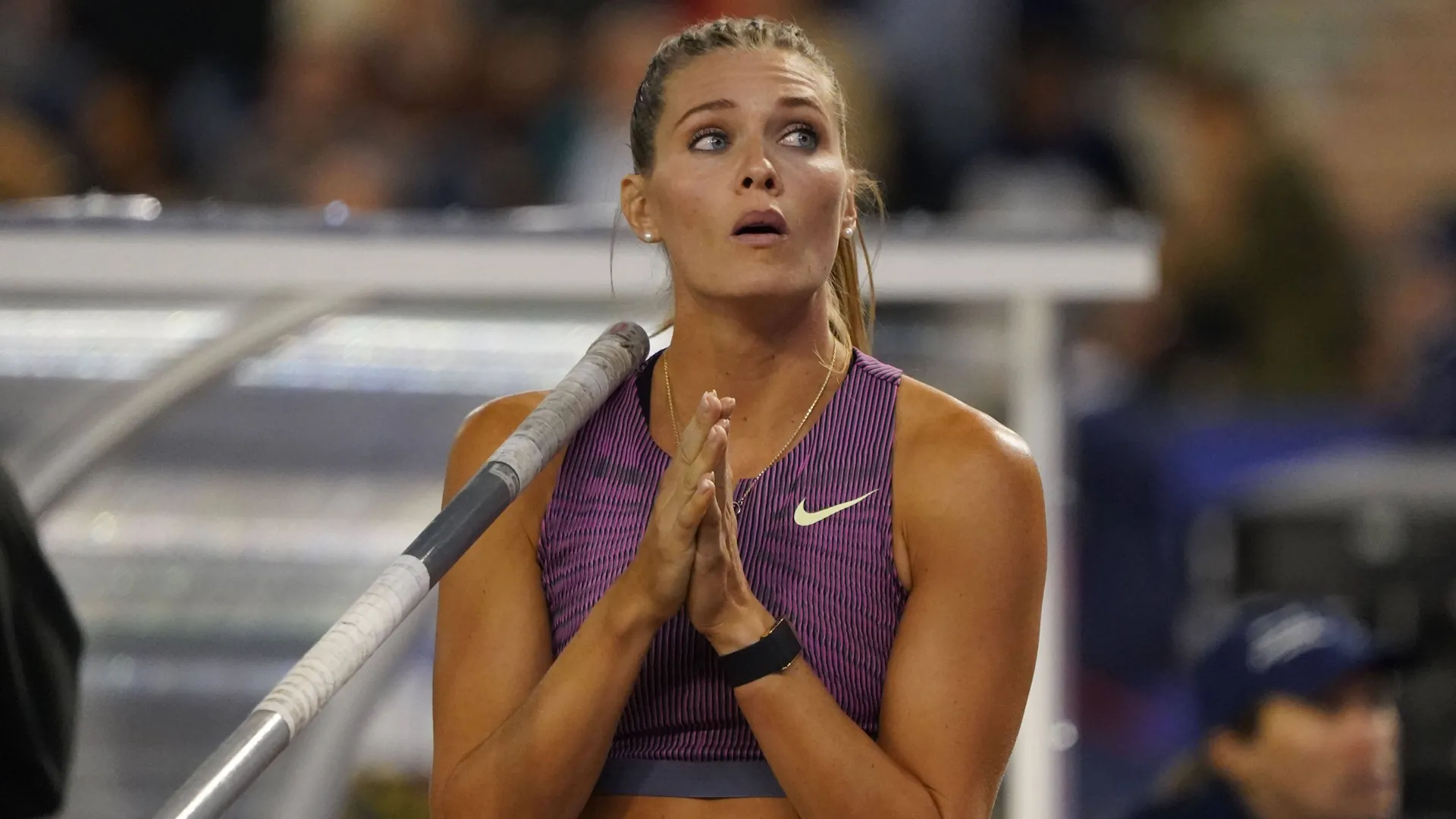 Alysha Newman at a 2025 athletics meeting: The Canadian has had the national record in the pole vault since 2024.