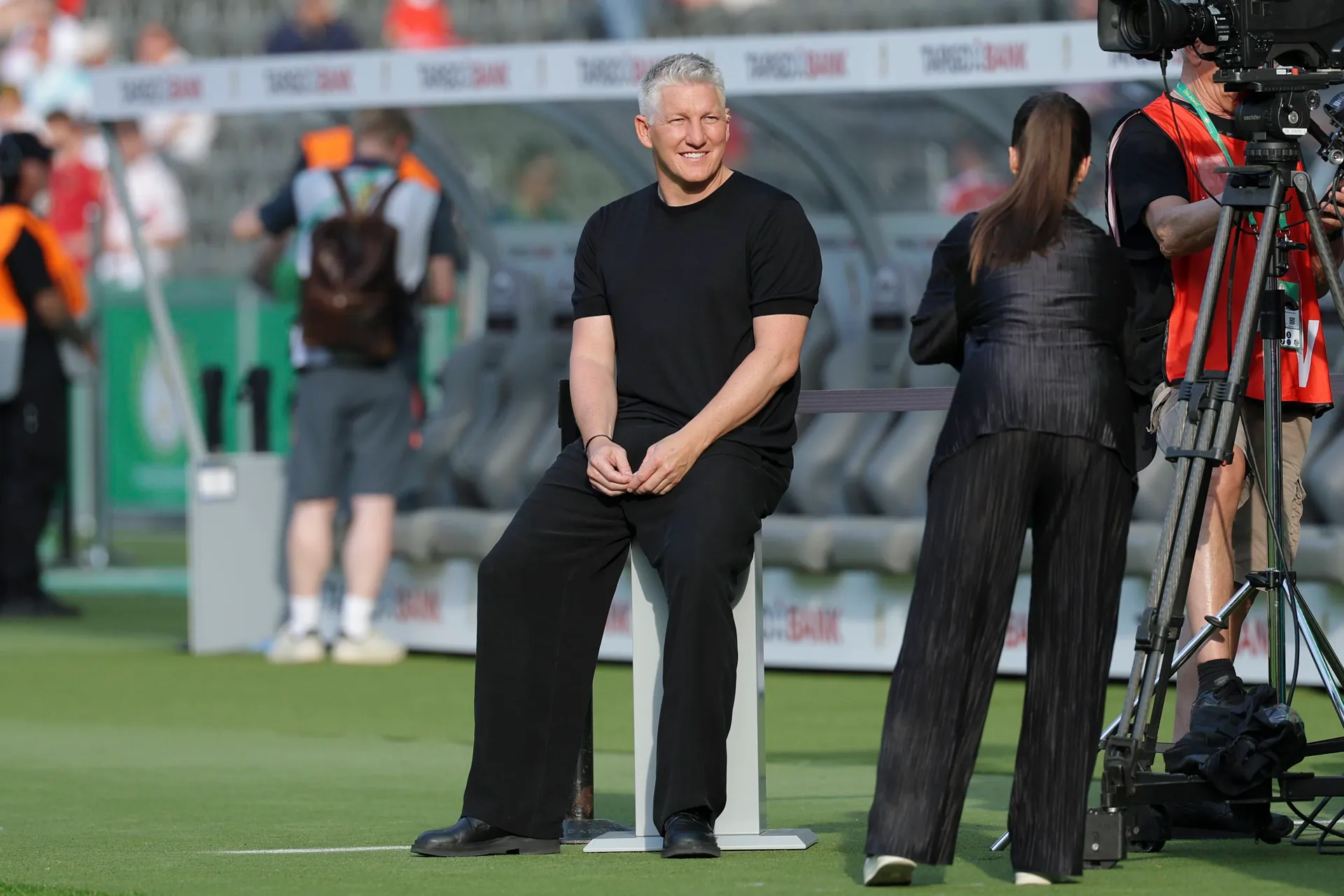 On the sidelines: Bastian Schweinsteiger before the start of the DFB Cup final. On the sidelines: Bastian Schweinsteiger before the start of the DFB Cup final.